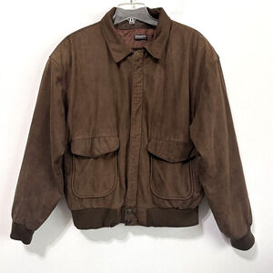 Adventure Bound Bomber Jacket XL Brown Wilsons Leather Suede Lined Vintage